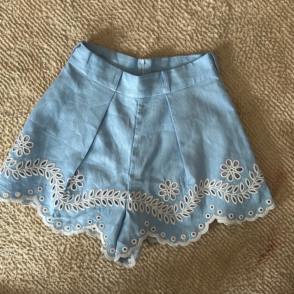 Zimmermann junie blue linen shorts